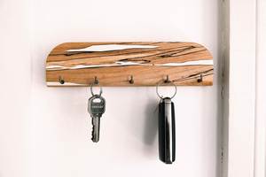 Premium Solid Wood Wall Mounted <b>Key</b> Holder Organizer with 6 Hooks for Home Entryway Decor - Product Image 3