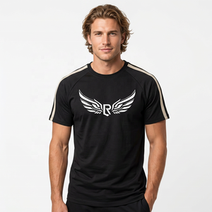 Camiseta de Manga Corta Negra para Hombre, Corte Regular, Cuello Redondo Informal, Tejido de Algodón, Color Sólido - Product Image 3
