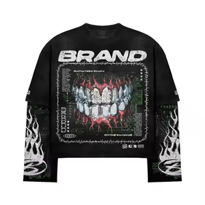 Sudaderas Personalizadas de Manga Larga, Camisetas Oversize con Lavado Ácido, Corte Cuadrado, 100% Algodón, Doble Capa, Camiseta de Manga Larga para Hombre - Product Image 3