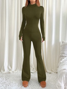 Ensemble de jogging pour femme, coupe slim, coton et polyester, sweat à capuche zippé, tenue de sport, vêtements de fitness, ensemble d'entraînement - Product Image 6