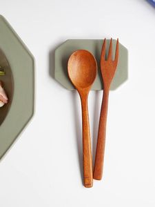 Ensemble de spatules minimalistes modernes à manche en bois, finition miroir, compatibles lave-vaisselle, couverts durables, cuillères à salade pour la cuisine - Product Image 3