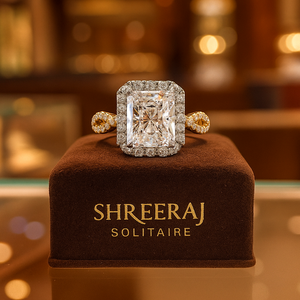 Bague de fiançailles et de mariage SHREERAJ SOLITAIRE originale en or jaune 14 carats avec diamant CVD de laboratoire taille Radiant 3,00 carats pour femme, certifiée IGI - Product Image 6