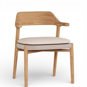 Custom Maker Teak Wood Dining Chair <b>Padded</b> Cushion Curved Backrest Scandinavian Eco-Friendly Restaurant Warehouse Furniture - Product Image 1