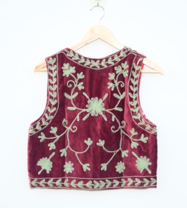 Chaleco Vintage de Terciopelo Tejido y Bordado, Ecológico, 100% Algodón, Estilo Boho Floral, Sin Mangas, para Primavera, Verano e Invierno - Product Image 6