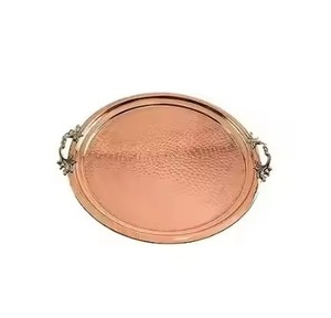 Handmade <b>Copper</b> Serving Tray Premium Serving Platter for Tea Coffee Snacks Drinks Home Kitchen Dining <b>Table</b> Use - Product Image 6