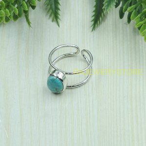 Natural Turquoise Gemstone 925 Sterling Silver <b>Ring</b> Handmade Adjustable Open Band Boho <b>Statement</b> <b>Ring</b> Women Jewelry for unisex - Product Image 3