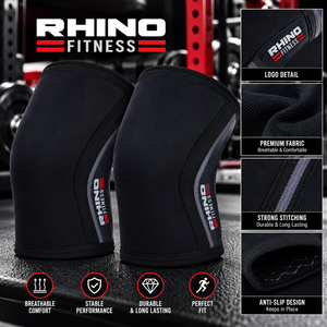 Rodillera Deportiva Rhino Fitness para Hombre, Transpirable, de Algodón a Rayas, para Levantamiento de Pesas, Soporte de Compresión - Product Image 5