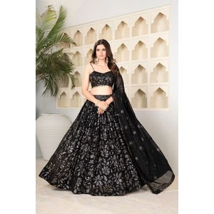 Hermoso Lehenga Choli de poliéster para fiestas con bordados - Product Image 6