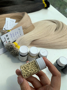 High Quality Nanoring Hair Extensions Raw Vietnamese Human Hair 50cm to 70cm Color #1 #<b>PLA</b> Wholesale Price - Product Image 5