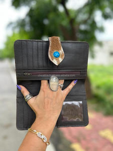 2024 fabricants à la mode haut de gamme concepteur en cuir taillé à la main à deux volets femmes grand portefeuille luxe carte porte-monnaie pochette - Product Image 5