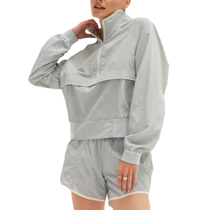 Conjunto de Chaqueta Corta y Pantalones Cortos para Mujer, Estilo Casual de Otoño, Color Sólido, Transpirable, de Poliéster/Nailon, Impermeable, de Secado Rápido - Product Image 1