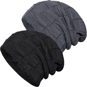Unisex Winter <b>Beanie</b> Hats Solid Color Knit <b>Slouchy</b> Hat for Adults Casual Wear 56-58CM Head Circumference - Product Image 1