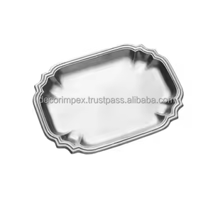Plateau de service en aluminium de luxe argenté, personnalisé, à un seul niveau, pour une utilisation en cuisine, multifonctionnel, fait à la main, pour la vente la plus populaire - Product Image 1