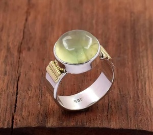 Bague en Prehnite naturelle en argent sterling 925 faite à la main en pierre ronde Boho anniversaire bijoux cadeau pour elle - Product Image 6
