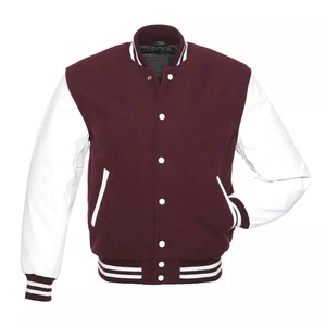 Wholesale Men's Custom Real <b>Leather</b> Varsity <b>Jacket</b> with Stand Collar New Design College <b>Jacket</b> Embroidered Logo Letterman <b>Jacket</b> - Product Image 1