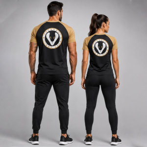 T-shirt en toile à col en V et manches raglan Venomous, 100% coton 220g, imprimé logo serpent noir, séchage rapide, coupe sportive, homme femme, taille standard - Product Image 2