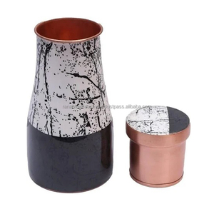Jarra de botella de agua de cobre puro con estampado de esmalte clásico de primera calidad con beneficios de salud Ayurveda para tarro de dormitorio - Product Image 6