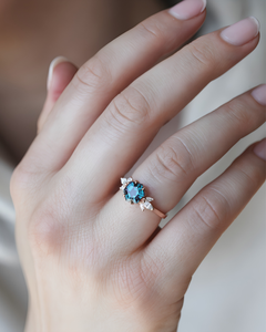 2.75 CT Vivid <b>Blue</b> Antique Hexagon Cut IGI Certified Diamond Halo Silver Plated Prong Setting Engagement Wedding <b>Ring</b> 18K Gold - Product Image 4