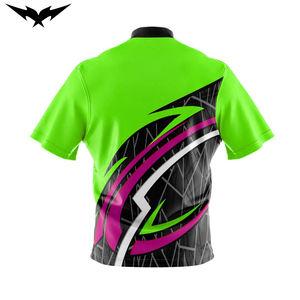 Jersey de Boliche Personalizado de Alta Calidad con Cierre, Mangas Cortas, Sublimado, Transpirable, Elástico, Ajustado y de Secado Rápido - Product Image 2