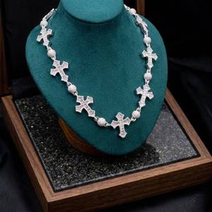 Custom Bead <b>Chain</b> <b>Cross</b> Design Iced Out 925 Silver VVS Moissanite Diamond Hip Hop Jewelry Necklace For Men Available for sale - Product Image 1