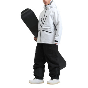 Veste de ski blanche à capuche pour homme, imperméable, fermeture éclair, isolation synthétique, vêtements de neige pour adulte - Product Image 3