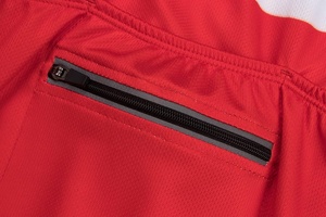 Ensemble de maillot de cyclisme pour homme noir, rouge, bleu, blanc, manches courtes, avec short à bretelles et rembourrage. - Product Image 5
