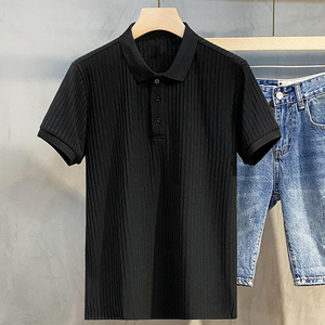 Polos de Manga Corta Personalizados de Alta Calidad, Secado Rápido, Estampados a Rayas con Decoración de Botones, Tela de Poliéster de Calidad para Hombre - Product Image 2