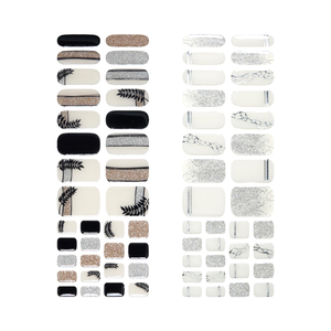 Semi Cured Nail Wraps Korea Factory OEM Nail <b>Stickers</b> Supplier Splendid Leaf The Silver Of The Sea - Product Image 3