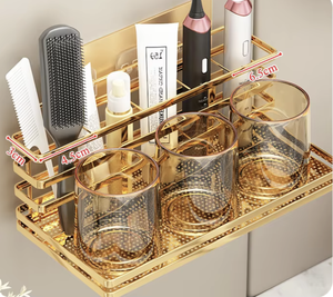 Soporte de Pared Autoadhesivo para Cepillos de Dientes, Organizador de Baño Portátil, Dorado, para Almacenamiento de Cepillos de Dientes - Product Image 4