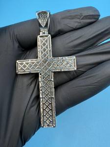 Colgante de Cruz de Plata de Ley 925 con Moissanita VVS, Joyería Fina con Moissanita, Regalo Religioso para Fiestas, Colgantes y Amuletos - Product Image 3