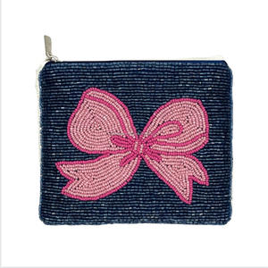 Porte-monnaie à fermeture éclair avec broderie de fleurs en perles, motif de citation amusante, sac à main artisanal, pochette, cadeau personnalisé en gros, design tendance et à la mode - Product Image 4