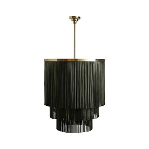 Lustre moderne noir à pampilles, montage au plafond, rond, décoration intérieure, salon, lumière, design en fer, style Nyxora Atelier, fait main - Product Image 2