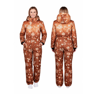 Combinaison de ski une pièce personnalisée pour femme, imperméable, coupe-vent, à capuche, imprimé flocon de neige, combinaison thermique, combinaison de snowboard d'hiver - Product Image 3