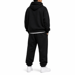 Ensemble de survêtement décontracté d'hiver en coton respirant 100 % pour homme, pull à capuche surdimensionné en tissu multicouche, vente en gros - Product Image 2