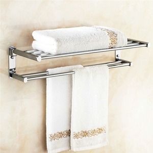 Porte-serviettes mural moderne en acier inoxydable à double rail pour salle de bain - Product Image 2