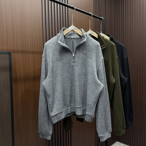 Men's Wool Acrylic Half Zip <b>Sweater</b> Solid Color Thick Knitwear Winter Casual Cardigan Full Sleeve Anti-Pilling - Product Image 4