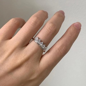 VVS Round Cut Crown Shape Lab Grown Diamond Five Stone Half Eternity Engagement Band <b>Stacking</b> Bridal Wedding Contoured Band - Product Image 3