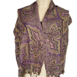 Châle ethnique violet en jamavar à franges pour femme, écharpe longue et chaude pour l'automne - Product Image 4