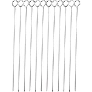Lot de 12 brochettes à kebab en acier inoxydable de 10 pouces, outils de barbecue pour la préparation de kebabs et de kabobs - Product Image 1