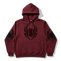 Supplier Hoodie Musim Dingin Trendi Grosir Pria, Tracksuit Grafis Cetak Digital, Pullover Fleece Jaring Laba-laba Berhias Rhinestone, Unisex Streetwear