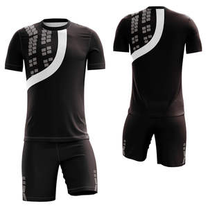 Maillot de sport d'été personnalisable par sublimation tendance pour hommes, respirant, en polyester, col en V, ensemble complet d'uniforme de football, OEM été - Product Image 4
