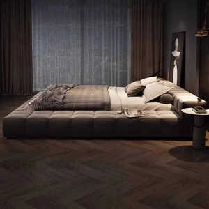 เตียงแพลตฟอร์มลายตารางสไตล์เลานจ์แบบโมเดิร์นอย่างล้ำลึก - Product Image 2