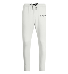 <b>Men's</b> <b>White</b> Sweatpants Elastic Waist Drawstring Casual Joggers Right Leg Logo Knitted Midweight <b>Pants</b> - Product Image 1