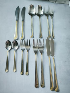 Magnifique ensemble de couverts en acier inoxydable, cuillères, couteaux, fourchettes, ensemble de vaisselle or et argent, ensemble de couverts pour mariage - Product Image 2