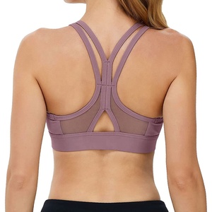 Soutien-gorge de sport violet de qualité supérieure pour femme, avec larges bretelles et décolleté en V, idéal pour la gym, l'entraînement et le fitness - Product Image 3