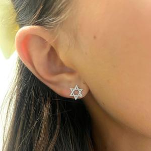 14K 18K Gold <b>Round</b> Cut Lab Grown Diamond Star Stud Earring Pave Hexagram Star of David Religious Earring Wholesale Factory Price - Product Image 2