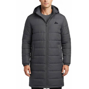 Best Choice Men Bench <b>Coat</b> Hooded <b>Waterproof</b> Lightweight Winter Wear Full Front Zipper Padded Thick <b>Long</b> Warm Outdoor Casual - Product Image 1