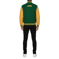 Veste de baseball pour homme à blocs de couleur avec manches en cuir, logo personnalisé, streetwear d'hiver, vêtements d'extérieur.