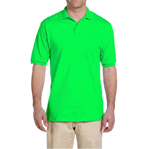 Polo en coton à manches courtes jaune uni pour homme Coupe classique Style décontracté Tissu respirant tricoté - Product Image 3