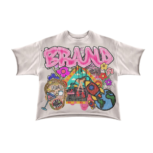 <b>Custom</b> Logo DTG Printed Breathable Summer Streetwear Designer Cotton Crop Top T-Shirt Shorts Set Jeans <b>Denim</b> Pants Men High - Product Image 5